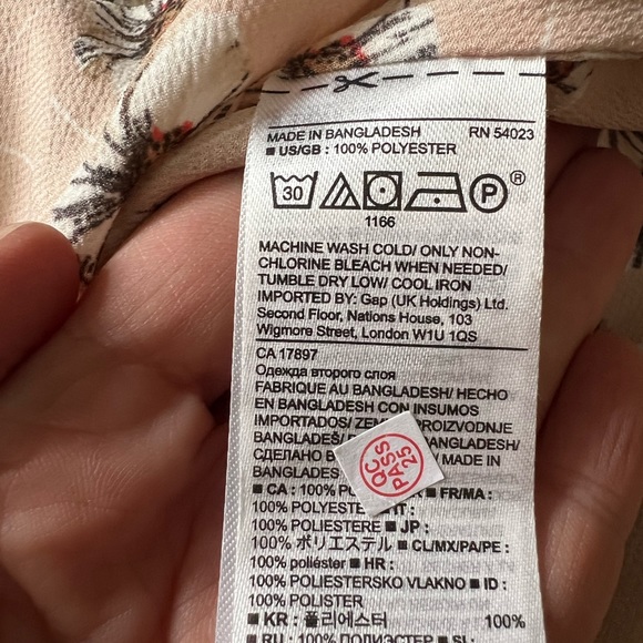 Banana Republic Long Bell Sleeve Blouse. Pink/Peach Flowy Floral Size Medium - Picture 11 of 11